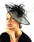 NYFASHION101 Cocktail Teardrop Shaped Sinamay Headband w/ Face Veil