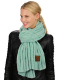C.C Women's Ultra Soft Chenille Ribbed Thick Warm Knit Shawl Wrap Scarf