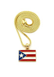 Puerto Rico Flag Micro Pendant with Chain Necklace