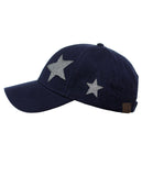 C.C Women's Glitter Star Cut Design Cotton Adjustable Precurved Baseball Cap Hat