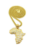 Stone Stud Africa Continent Pendant with Chain Necklace