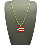 Puerto Rico Flag Micro Pendant with Chain Necklace