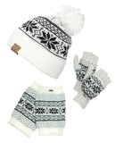 NYfashion101 Exclusive Snowflake Pattern Knit Boot Cuff, Beanie & Mitten Set