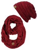 C.C Soft Stretch Colorful Confetti Cable Knit Beanie and Infinity Loop Scarf Set
