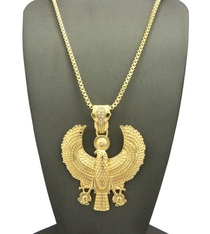 Polished Horus Falcon Pendant with Chain Necklace