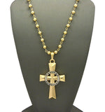 Silver-Tone Veritas Aequitas Pendant 6mm 30" Bead Chain Necklace in Gold-Tone