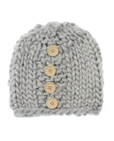 NYfashion101 Wood Button Accent Handmade Big Loop Winter Knit Beanie Hat