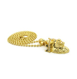 Stone Stud Crown King Lion Micro Pendant w/ Chain Necklace - 2mm 24" Gold-Tone Ball Chain
