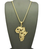 Safari Animals on Africa Continent Pendant with Chain Necklace