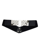 Women's Wide Silver-Tone Dual Link Chain Elastic Stretch Waist Belt