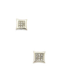 Stone Stud Kite Shape Magnetic Stud Earrings in Silver-Tone