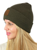 C.C Unisex Plain Cuff Skull Cap Winter Knit Beanie Hat