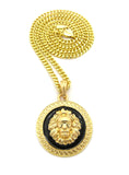 Lion Head Medallion Pendant w/ Chain Necklace