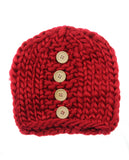 NYfashion101 Wood Button Accent Handmade Big Loop Winter Knit Beanie Hat