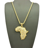 Stone Stud Africa Continent Pendant with Chain Necklace