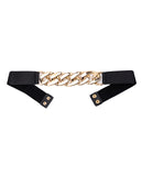 Women's Single Wide Gold-Tone Chain Elastic Stretch Waist Belt