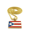 Puerto Rico Flag Micro Pendant with Chain Necklace