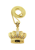 Stone Stud King's Crown Pendant with Chain Necklace