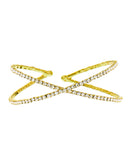 Women's Single Row Rhinestone Criss Cross Cuff Bracelet in Gold-Tone