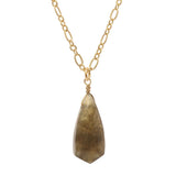 Women's Smooth Briolette Stone Dangle Pendant with 17" Link Chain Necklace