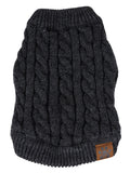 C.C Pet Solid Ribbed Cable Knit Pullover Winter Clothes Dog Sweater