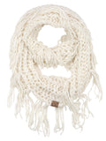 C.C Women's Soft Solid Chenille Net Fringed Tassel Infinity Wrap Scarf
