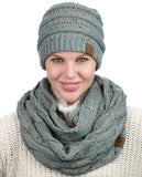 C.C Soft Stretch Colorful Confetti Cable Knit Beanie and Infinity Loop Scarf Set