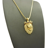 Stone Stud King Lion Pendant with Chain Necklace