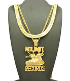 No Limit Records Tank Pendant on Cuban Chain with No Limit Printed Herringbone Chain in Gold-Tone