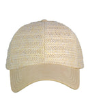 C.C Paper Straw Weaved Panel Precurved Suede Feel Brim Baseball Cap Hat