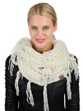 C.C Women's Soft Solid Chenille Net Fringed Tassel Infinity Wrap Scarf