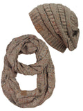 C.C Soft Stretch Colorful Confetti Cable Knit Beanie and Infinity Loop Scarf Set