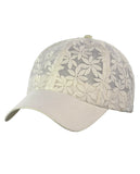 C.C Women's Floral Lace Panel Vented Adjustable Precurved Baseball Cap Hat
