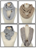 C.C Soft Furry Two Tone Knit Cowl Snood Loop Pullover Infinity Scarf