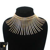 Women's Bohemian Flat Wire Choker Necklace and Ball Earring Set