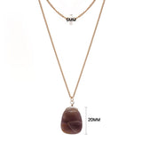 Women's Flat Oval Stone Pendant Necklace and Earrings Set