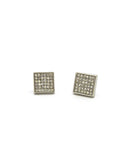 6 Stone Row Square Shape Stud Pierced Earrings