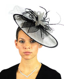 NYFASHION101 Cocktail Teardrop Shaped Sinamay Headband w/ Face Veil