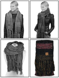C.C Women's Long Multicolored Warm Cable Knit Shawl Wrap Tassel Scarf