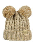 C.C Kids' Children's Cable Knit Double Ear Pom Cuffed Beanie Cap Hat