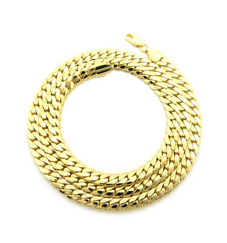 Gold-Tone 8mm Miami Cuban Chain Necklace w/ Lobster Clasp