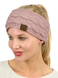 C.C Soft Stretch Winter Warm Cable Knit Fuzzy Lined Ear Warmer Headband