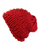 NYfashion101 Wood Button Accent Handmade Big Loop Winter Knit Beanie Hat