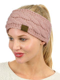 C.C Soft Stretch Winter Warm Cable Knit Fuzzy Lined Ear Warmer Headband