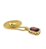 Small Faux Amethyst Purple Stone Pendant w/ Chain Necklace