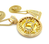 Stone Stud Sailboat & Initials QC Pendant Set w/Box Chain Necklaces, Gold-Tone