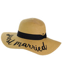 C.C Women's Paper Weaved Beach Time Embroidered Quote Floppy Brim Sun Hat