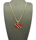 Trinidad and Tobago Flag Micro Pendant w/ Chain Necklace