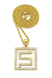 Hip-Hop Style Stone Stud Maze Pendant w/Chain Necklace, Gold-Tone