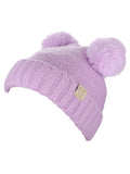 C.C Kids' Children's Double Ear Soft Pom Fuzzy Lined Cuff Beanie Cap